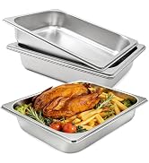 Nexboraque 4 Pcs Half Size Hotel Pan, 1/2 Size 2.5 Inch Deep Stainless Steel Steam Table Pan Half...