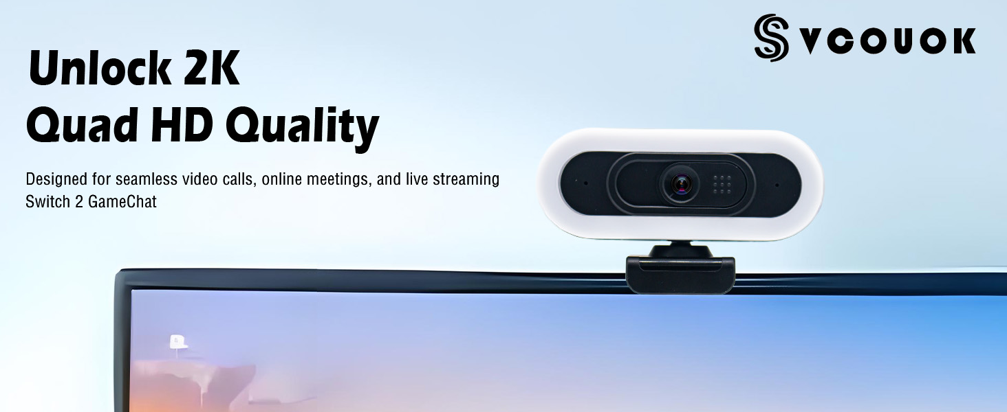 Svcouok 2K webcam delivers Quad HD clarity for calls/meetings/streaming