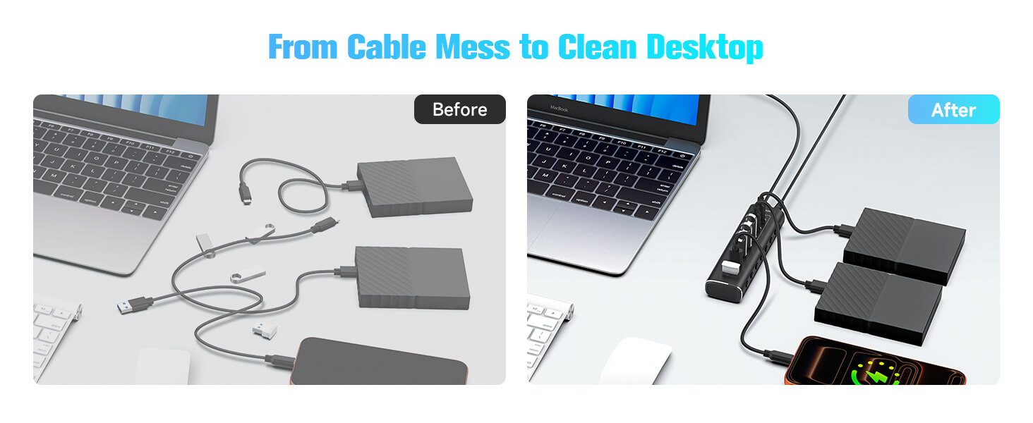 powered usb c hub-From Cable Mess to Clean Desktop