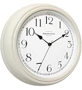 Presentime & Co Chic Home Collection 10" Molly Clock, Silent No Ticking, Cream White. Modern Deco...