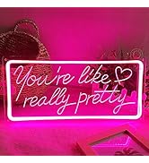 SYLHOME Pink You're Like Really Pretty Led Neon Light Sign USB Gorgeous Girls Bedroom Kids Room W...