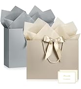 JMANNI Gift Bags with Handles, 14.6” Large Gift Bag for Presents, 2 Pcs Bags with 4 Tissue Paper ...
