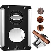 XIFEI Cigar Cutter V-Cut Guillotine,4 in 1 Straight Cut V Cutter with Cigar Punch Cigar Holder St...