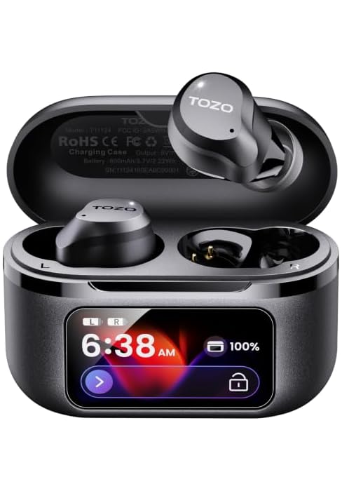 TOZO NC9 Pro Active Noise Cancelling Wireless Earbuds, LDAC Hi-Res Audio | Smart Touch Screen,Ste...