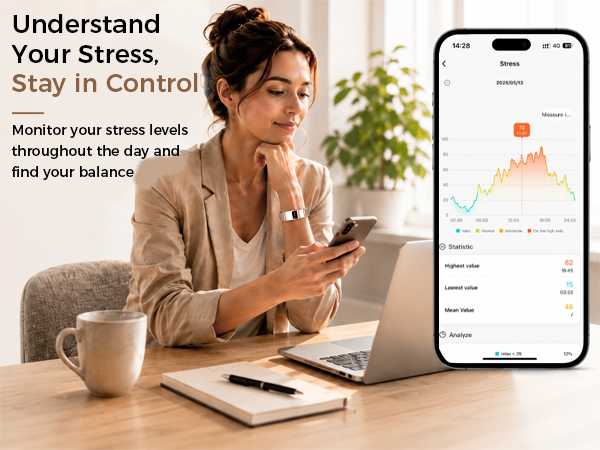 The stress monitoring function helps you understand your current emotional state