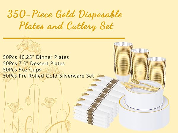 gold plastic plates