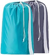 HOMEST 2 Pack XL Nylon Laundry Bag with Strap, Large Dirty Garments Organizer, Easy Fit a Hamper ...