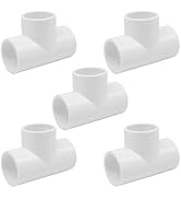 HayEastdor 5PCS 1 Inch Tee PVC Fittings Adapter Pipe Fitting Connectors Socket x Socket for Sprin...
