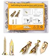 Jyphorixal 160 PCS Drywall Self Drilling Anchors with Screws Kit,80 PCS Sheetrock Anchors (0.47X1...
