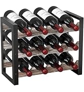 JACKCUBE Design Wine Rack Freestanding Floor 3 Tier Stackable 12 Wine Bottle Holder Storage Racks...