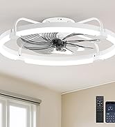 Ensenior Ceiling Fans with Lights and Remote, 24'' Low Profile Ceiling Fan Flush Mount, APP Contr...
