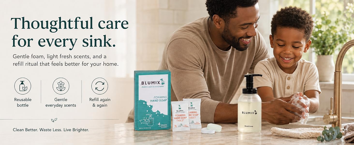 Blumix hand soap offer gentle foam and light fresh scents that feels better for your home.