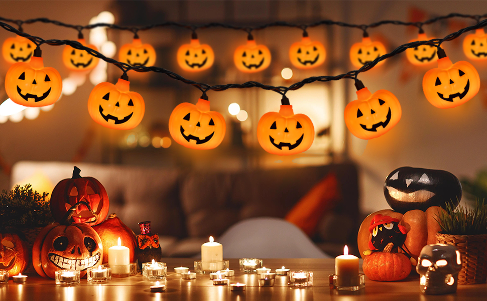 plug in Halloween lights LED jack o lantern light