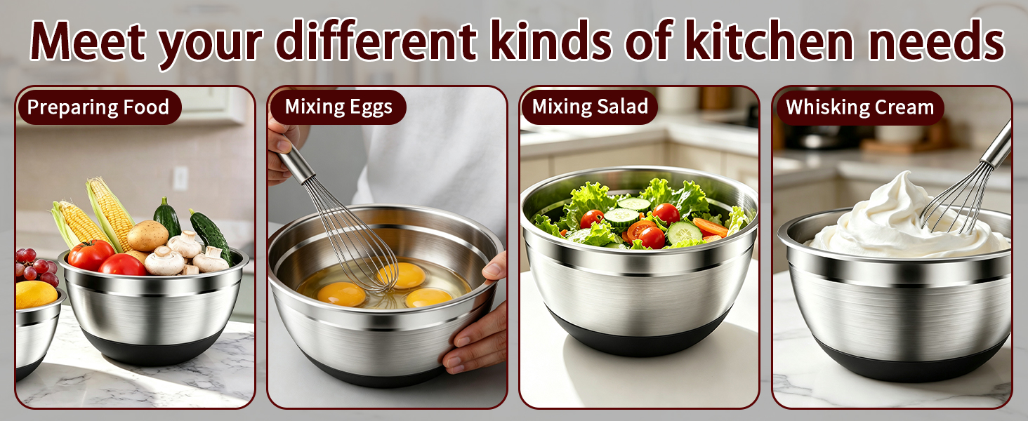 mixing bowl with lid with Non-Slip Bottoms