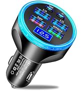 Full PD 30W Multi Port USB C Car Charger Adapter 6 in 1 with Voltage Display, PD4.0/QC4.0/PPS/AFC...