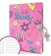 GINMLYDA Girls Diary with Lock for Kids, 7x5.25 Inches 160 Lined Pages Secret Pink Princess Noteb...