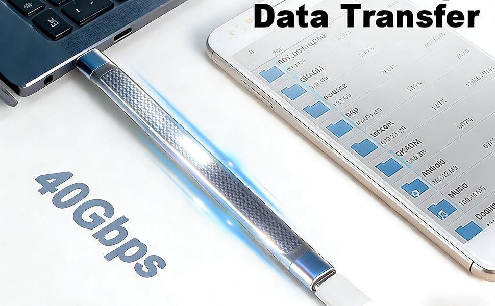 Short USB C Extension 40Gbps, Flat USB C Cable