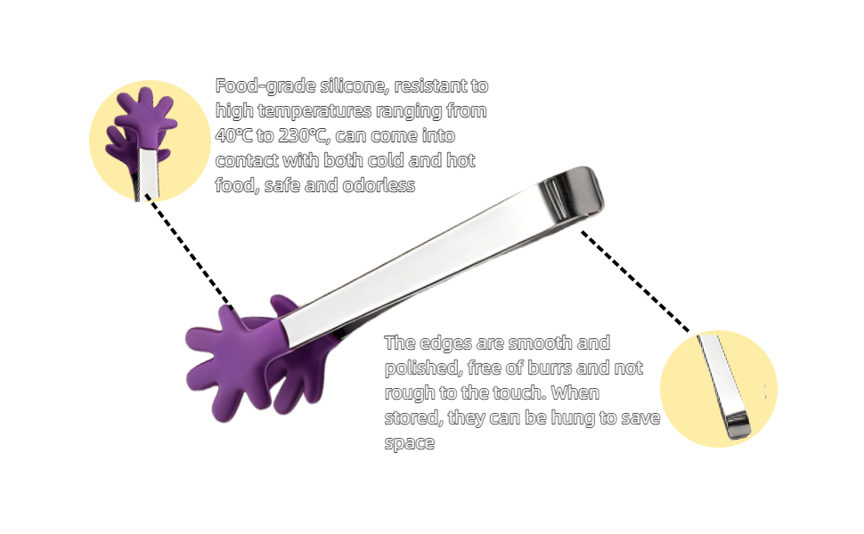 Food grade silicone material, stainless steel handle, high temperature resistance