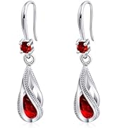 Silver Cubic Zirconia Earrings Dangling for Women Spiral Hanging Shaped Teardrop Birthstone Earri...