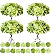 Cherica 100 Pcs Faux Green Mix Hydrangea Artificial Flowers Bulk, Fake Silk Hydrangea Flowers Hea...