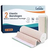 Premium Elastic Bandage Wrap,6" x 2 Pack Cotton Compression Bandage for Legs, Ankle, Knee,Foot,Bo...