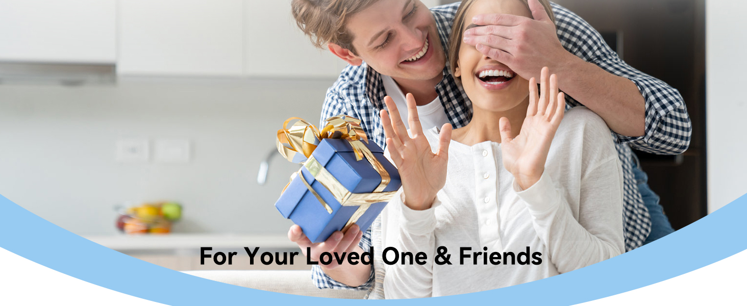 Text reads 'Image 5' and 'For Your Love One & Friends'. Scene showing interaction in kitchen setting with curved blue graphic element at bottom.