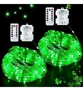 JMEXSUSS 2 Pack Green Rope Lights Battery Operated String Lights Outdoor Waterproof, Total 200LED...