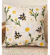 Kokaaee Embroidered Throw Pillow Covers 18x18 Inch - Summer Boho Decorative Pillow Cover with Zip...
