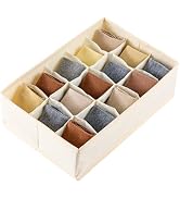 TAILI Drawer Organizer for Clothes, 15 Cells Beige Foldable Storage Divider Box for Socks, Bras, ...