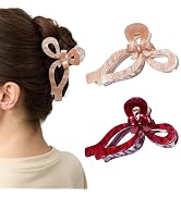ACECHA 2 Pack Cute Bow Hair Claw Clips for Women - Double Hair Bows Clips for Thick Thin, Elegant...