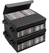Dntorx 4 Pack DVD Storage Box, 15.75" x 7.87" x 5.7" Foldable DVD Case Holder Organizer with Hand...