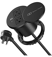 3 Inch Desk Hole Recessed Power Grommet with 15W Wireless Charger Cover, 20W USB-C Fast Charging ...