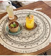 Zjyufy 20 inch Round Placemat with Tassels Table Mat Mandala Dinning Table Mat Washable Heat Resi...