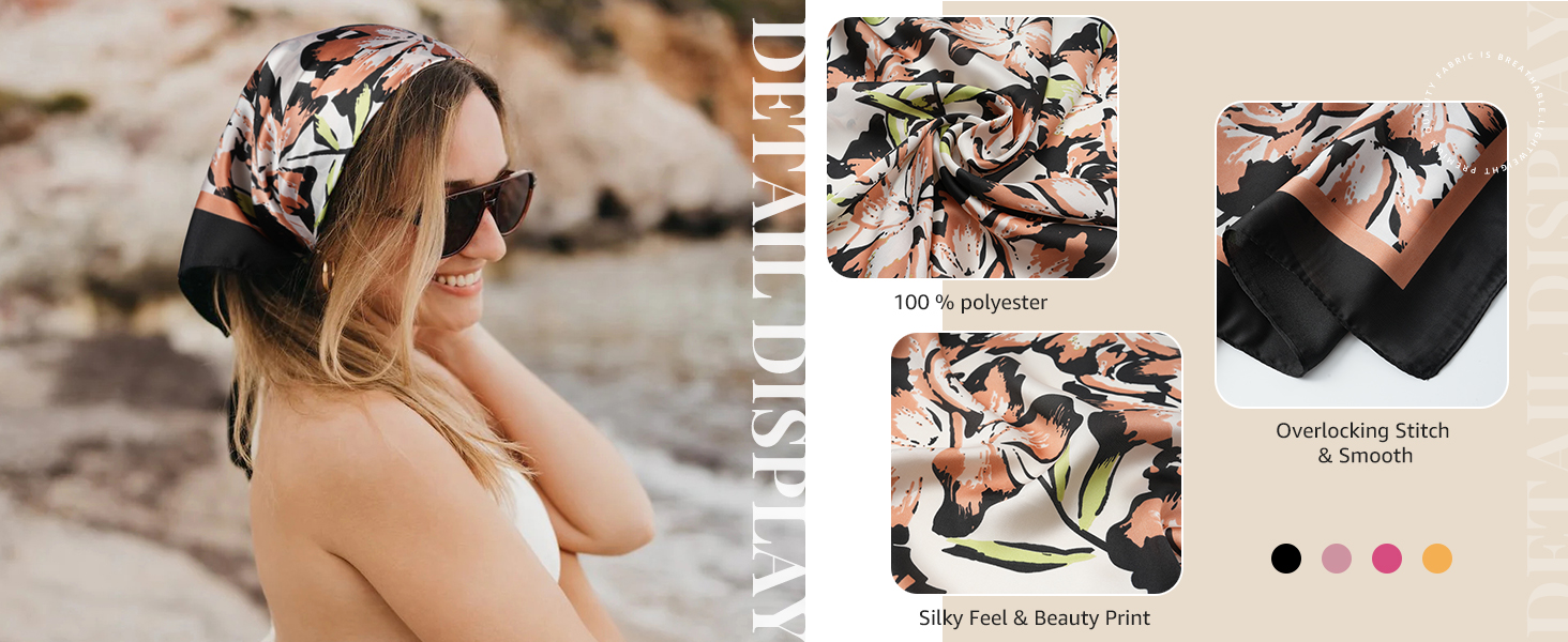 Head Scarf for Women Like Silk Hair Bandana Satin Scarf for Hair Wrapping Beach Head Wrap