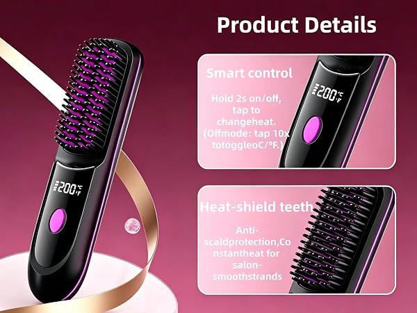 Rechargeable Brush for Straightening and Curling straighteners