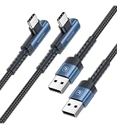 toocki USB C Cable Right Angle, 2-Pack 6.6ft USB A to USB C Charger Cable 90 Degree Braided Fast ...