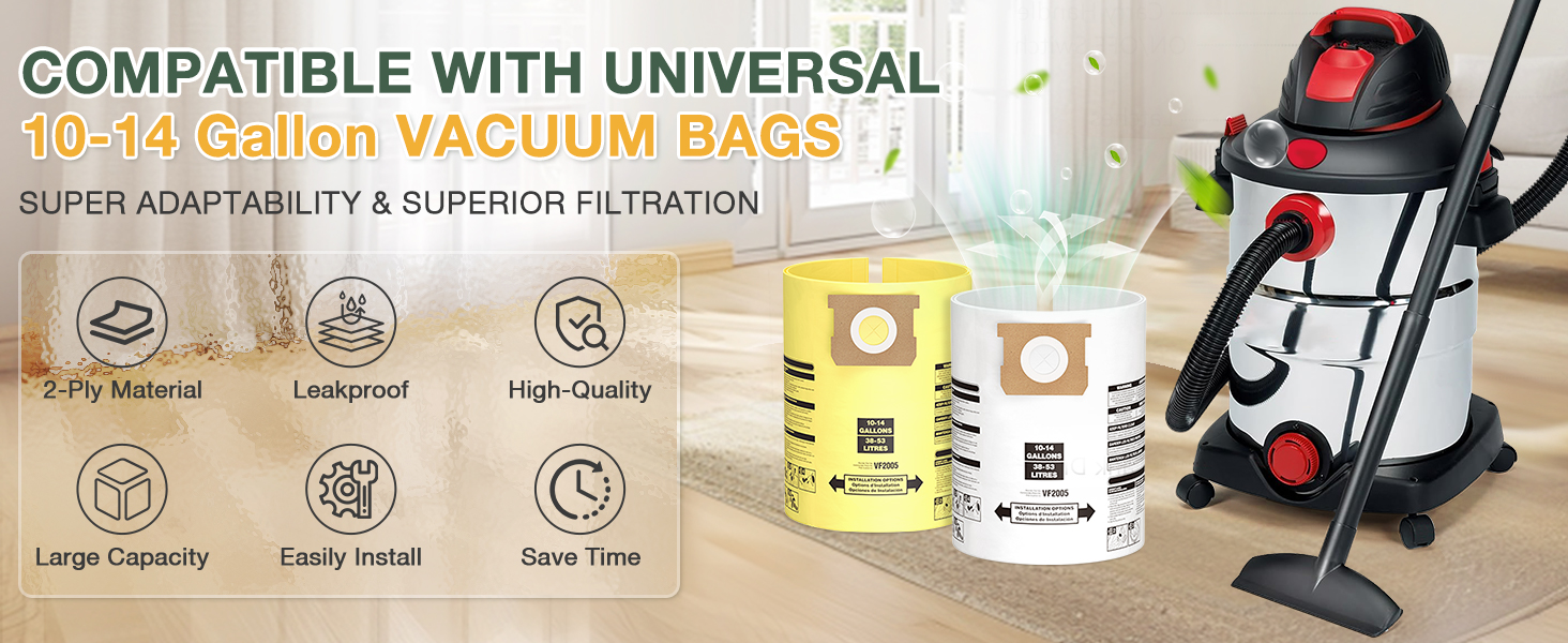 Wet Dry Vacuum Bags for Shop Vac Bags 10-14 Gallon