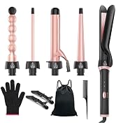 ADUARJO 5 in 1 Multi Curling Iron Set with Flat Iron Hair Straightener and 4 Interchangeable Cera...