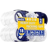 RAZCC Clear Packing Tape, 18 Rolls Heavy Duty Packaging Tape with Dispensers for Packing Shipping...