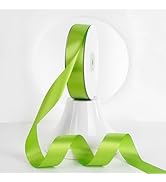 MEEDEE Lime Green Ribbon 1 Inch Neon Green Satin Ribbon Lux Double Faced Satin Ribbons by 50 Yard...