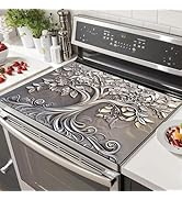 HOMETITUTE Stove Top Cover 28 x 20 inches Silver Tree of Life Stove Top Covers Pad Glass Flat Top...