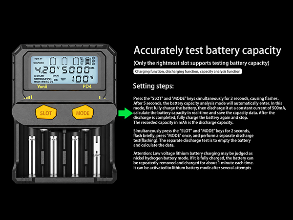 Yonii PD4 Battery Capacity Test Steps