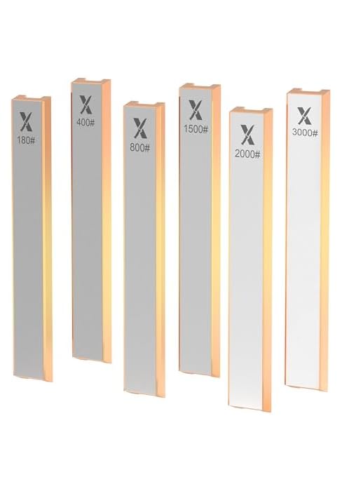 XARILK 6 PCS Diamond Knife Sharpening Stones Set with Aluminum Base 6.2×0.9", Diamond Plates Kit ...