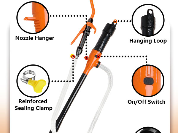 Gas pump for gas can 36 inch discharge hose