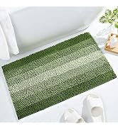 Gibelle Green Bathroom Rugs, Luxury Chenille Bath Mat, Small Non Slip Shower Rug and Bath Room Fl...