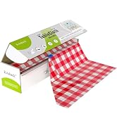 KAshack 54 in X 32.8 Ft Plastic Table Cloth Roll Disposable Red White Gingham Tablecloth with Sli...