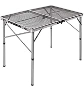 REDCAMP Folding Portable Grill Table for Outside, Lightweight Aluminum Metal Grill Stand Table fo...