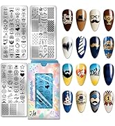 PH PandaHall 3pcs Father's Day Nail Stamping Plates Best Dad Nail Art Templates Happy Father's Da...