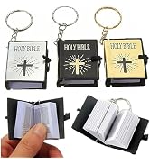 Jowxsx 3 Pcs Bible Keychain,Miniature Real Bible Key Chains Keyrings Handbag Pendant Xmas Gift Re...