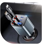 2026 Ultra-Compact SUPERONE Retractable Car Charger, 5 in 1 Car Phone Charger with USB C & Apple ...